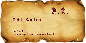 Mohl Karina névjegykártya